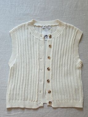 NWT Miou Muse x Pema New York 100% Cotton Crochet Knit Vest Top | Size S